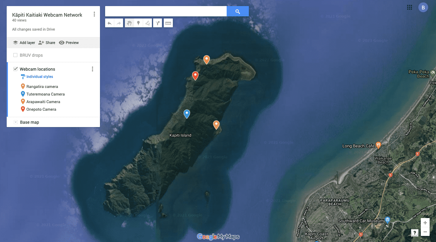 Kapiti Marine reserve webcam locations