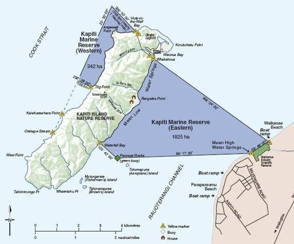 Kapiti marine reserve boundaries